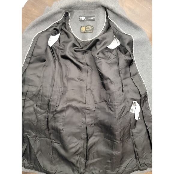 Zara Manteco Peacoat Sz XS Italian Wool Dark Gray Three Button Long Coat Jacket - Picture 13 of 14